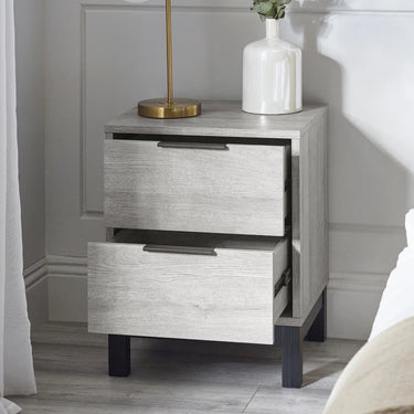 Bali Grey Oak 2 Drawer Bedside