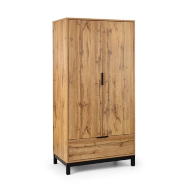 Bali Oak 2 Door 1 Drawer Wardrobe with Shelf